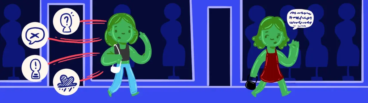 iki arkadaşı ve iletişim sorunlarını betimleyen görsel