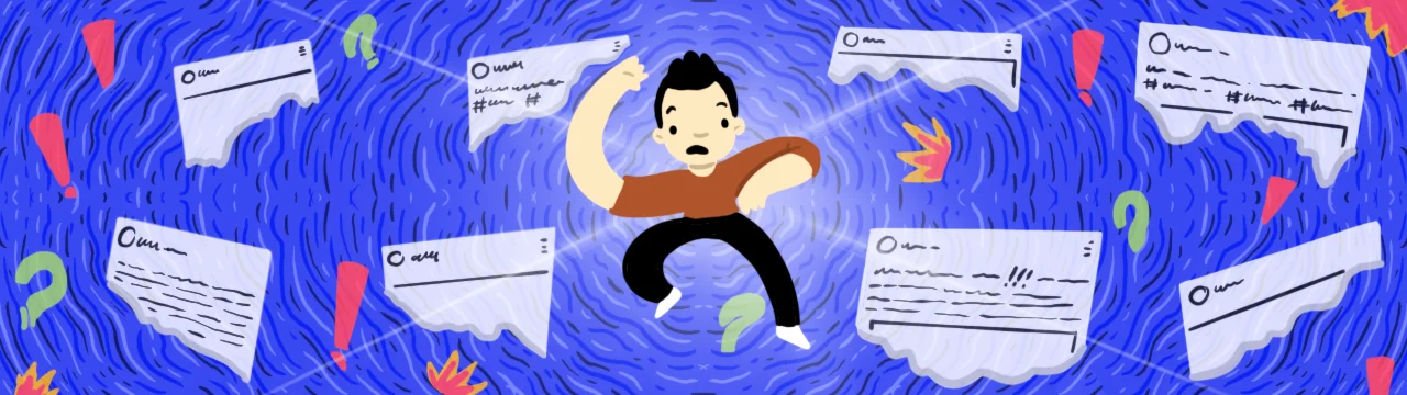 instagram akışında kaybolmuş şekilde sürekli içerik kaydıran bir kişiyi betimleyen görsel