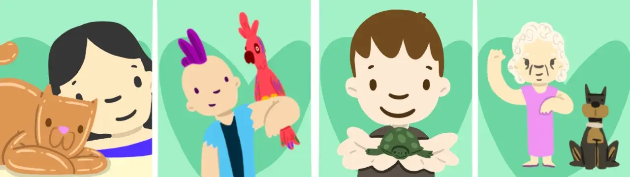 Hayvanlarla etkileşim kurmanın mutluluk ve rahatlama sağladığını gösteren görsel