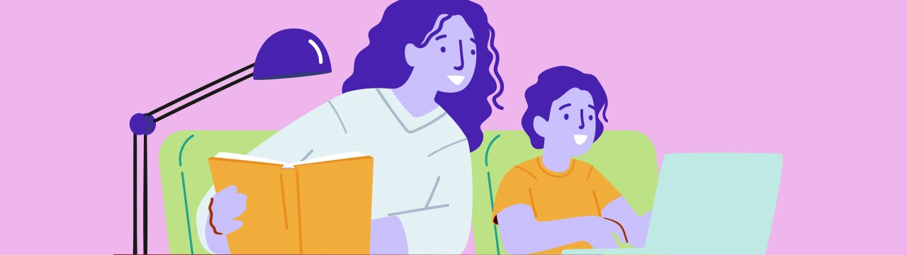 ilustración de una madre atenta y suficientemente buena con su hijo