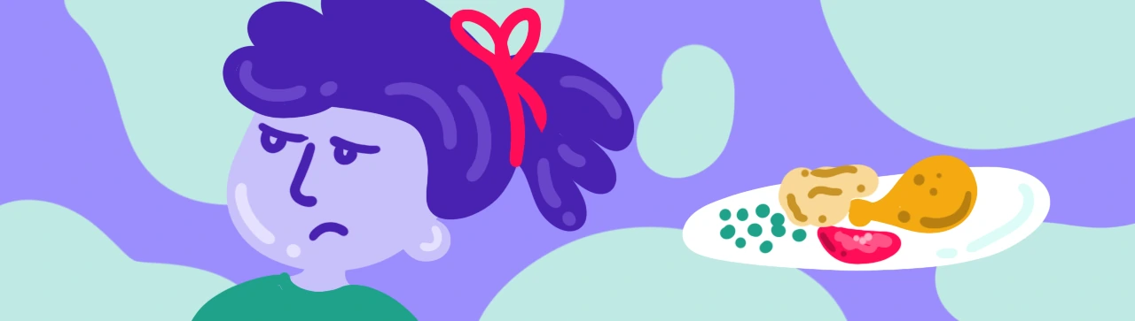 ilustração de uma menina a sofrer de depressão infantil demonstrando perda de apetite