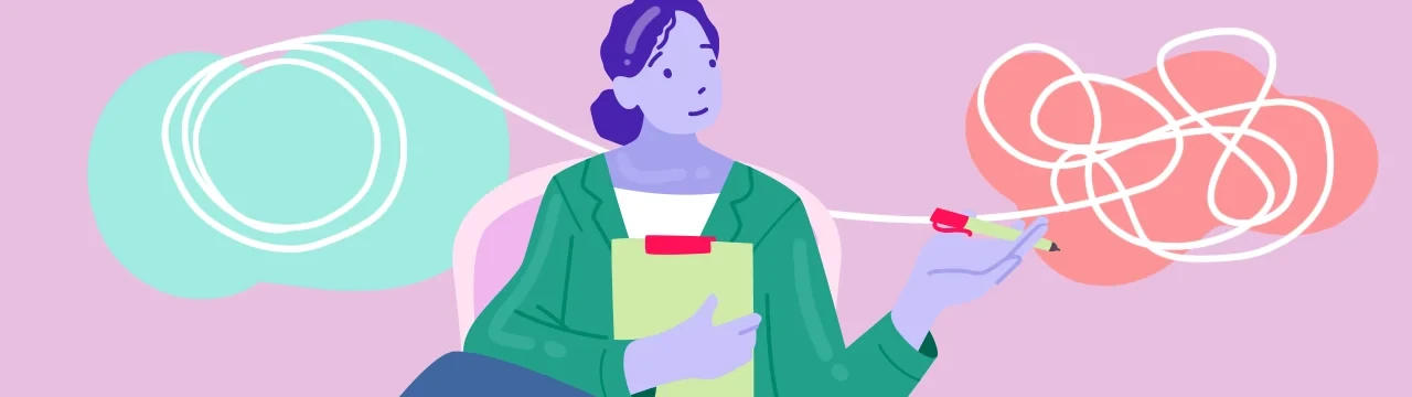 drawing of a psychologist making psychological assessment