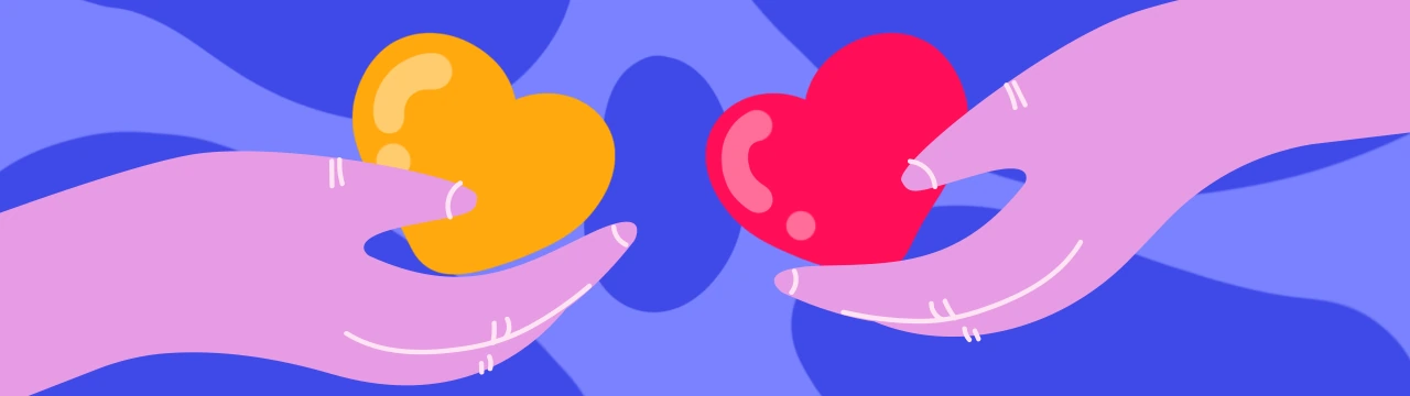 drawing of two hearts grateful to each other