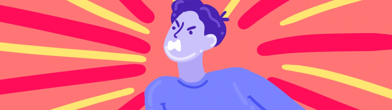 Ilustração de um homem a ter uma explosão de raiva após uma experiência traumática