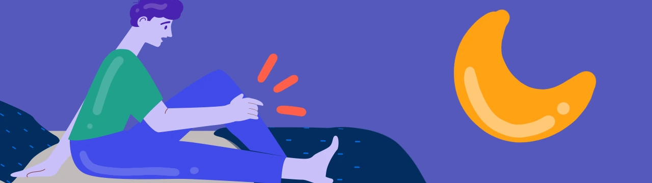 drawing of a man who has trouble sleeping due to restless leg syndrome