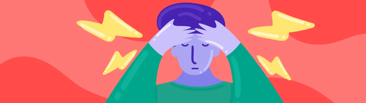 illustration of a man experiencing the symptoms of tension-type headaches